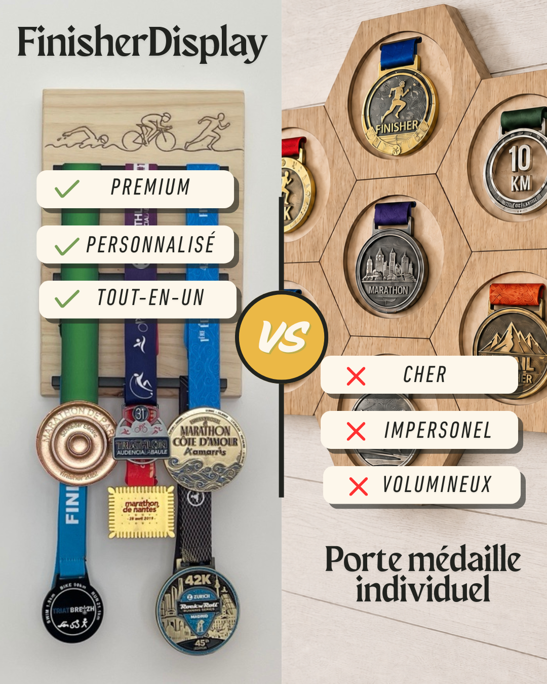 porte medaille bois