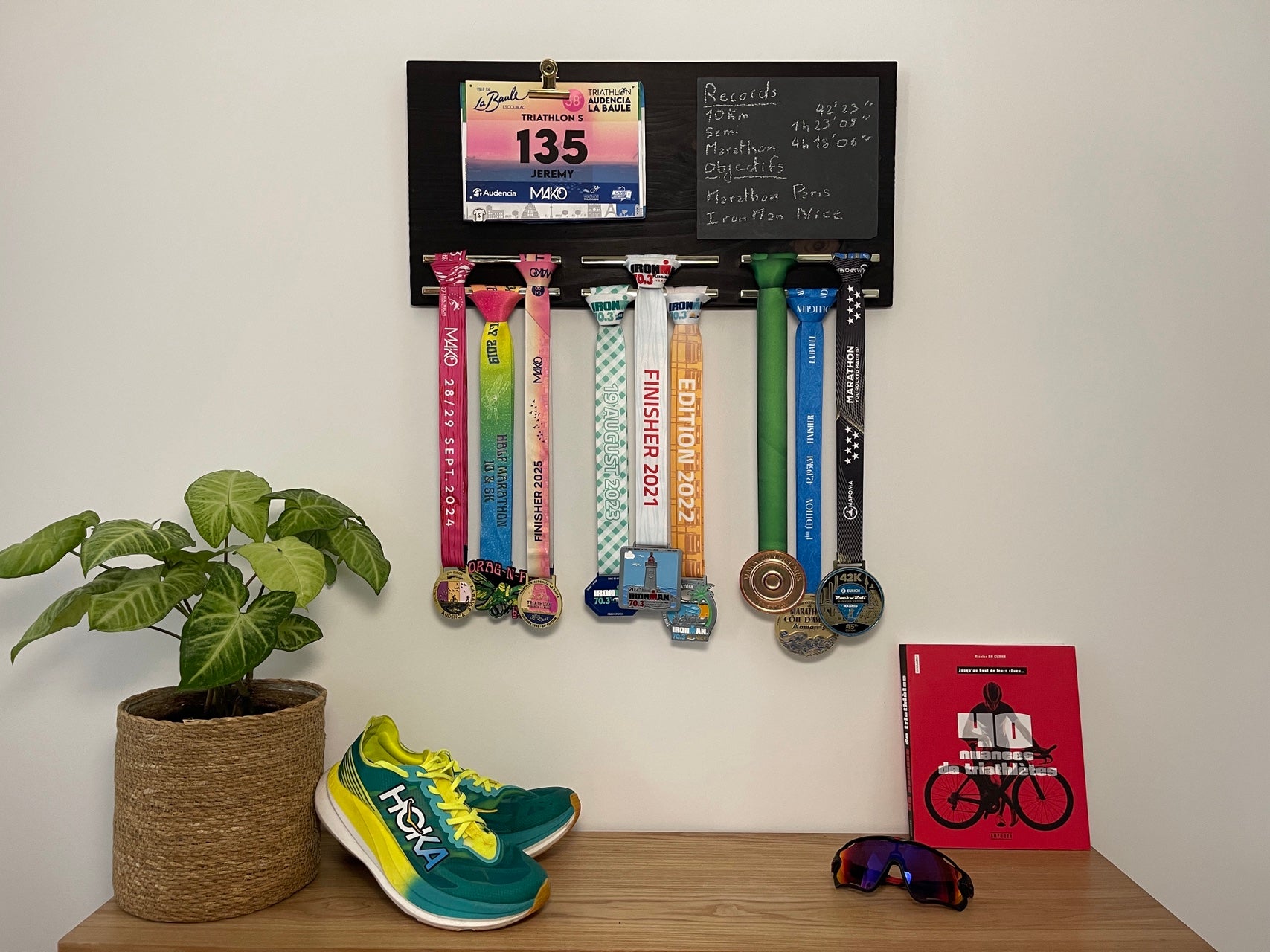 support medaille bois brule