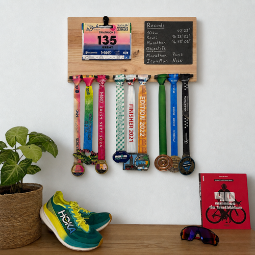 porte medaille bois cadeau ironman