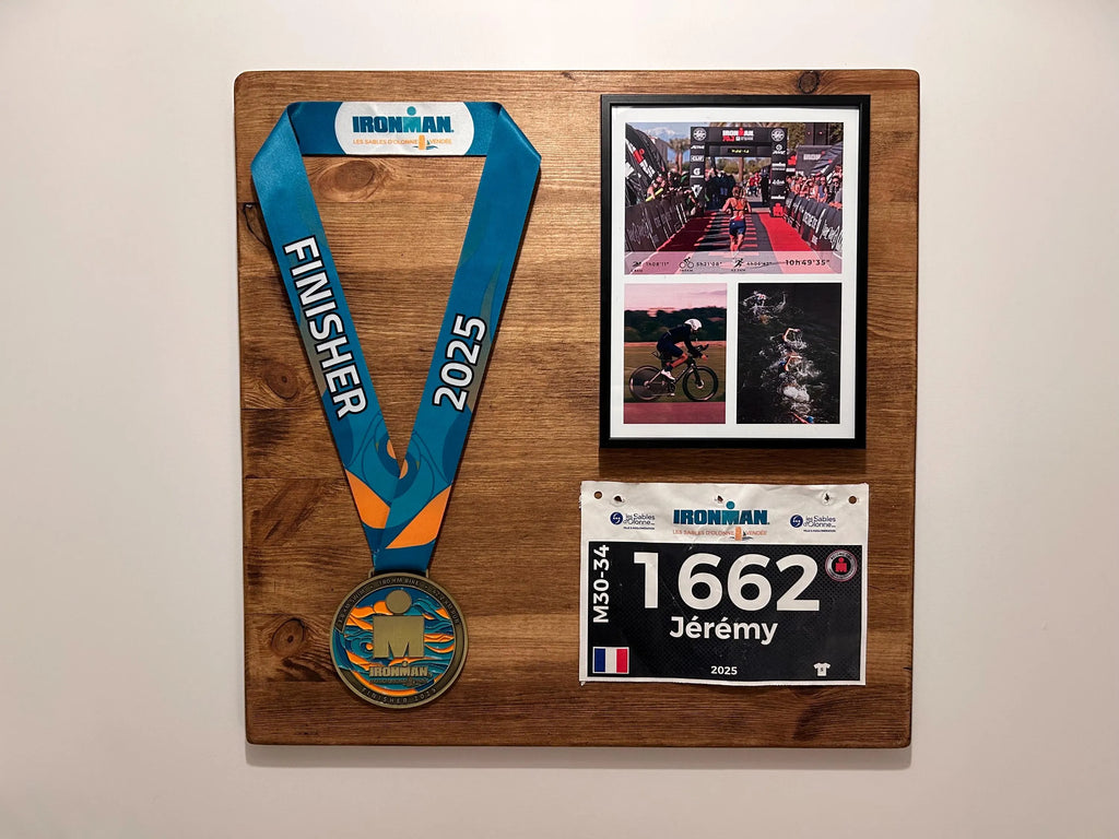 cadeau ironman triathlon finisher unique fait main personnalisé