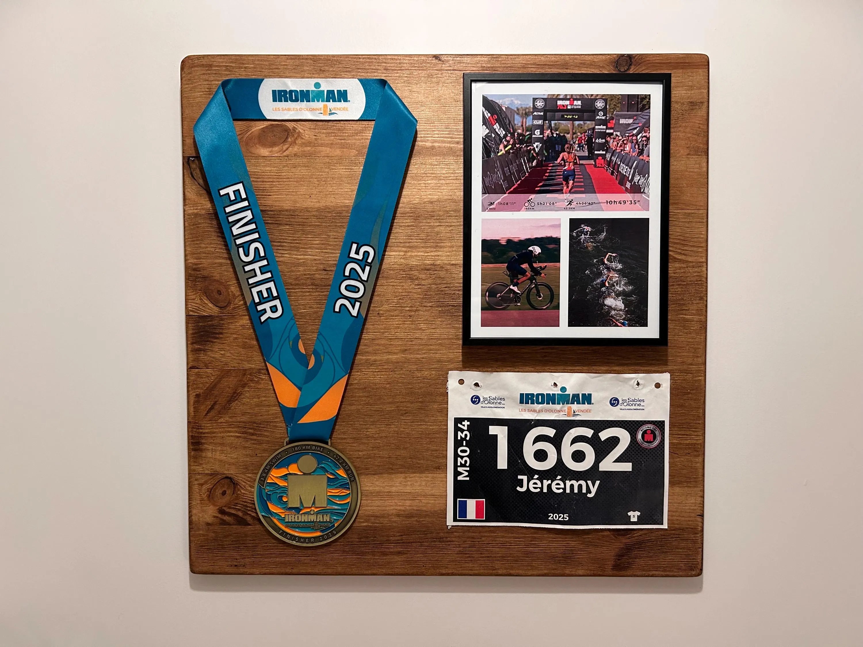 cadeau ironman triathlon finisher unique fait main personnalisé